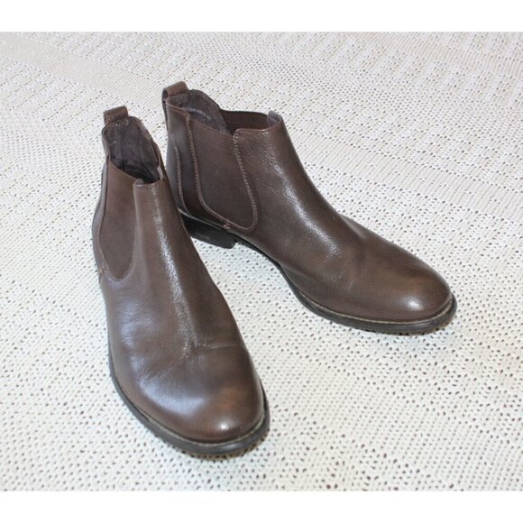John Varvatos Chelsea Brown Leather Men Ankle boots Size 10M Made in US slip on - Picture 1 of 10